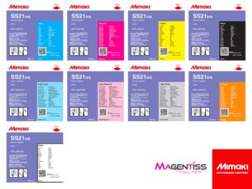 Magentiss : encre à solvant SS21 en cartouche de marque MIMAKI, contenance 440 ml et 220 ml